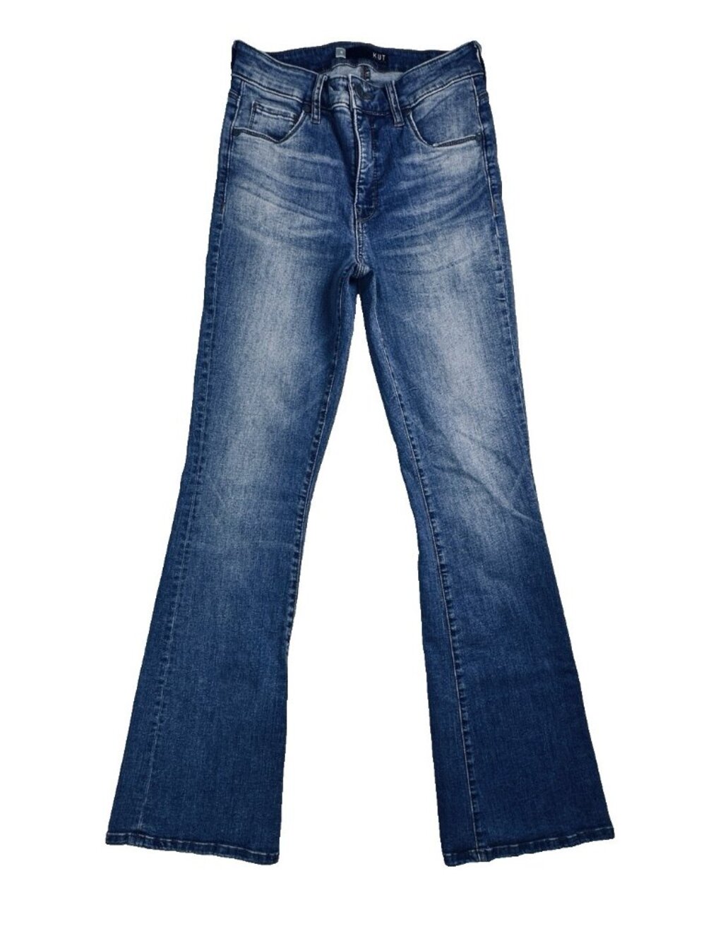 KUT From The Kloth ANA High-Rise Fab Ab Flare Jeans Womens Sz 0 Stretch Denim